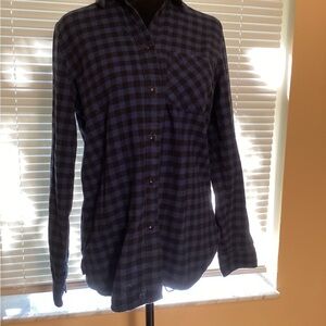 Madewell Blue and Black Checkered Button Down Shirt